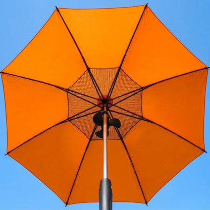 Misting Fan Umbrella – Full-Size Shade with a Built-In Fan and Hand-Pump Mist