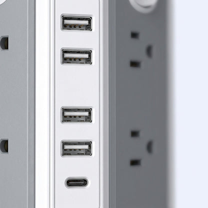 Upgraded Surge Protector Tower – 12 AC Outlets & 5 USB Ports with 10.2ft Cord, Must-Have Charging Station for Home, Office, Travel