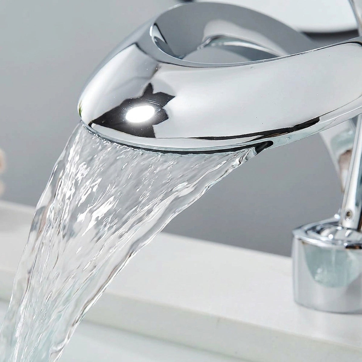 Solid Brass Waterfall Basin Faucet – Single Handle Hot and Cold Mixer Tap for Modern Bathroom Sink Installation