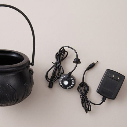 Witch Cauldron Fog Machine – Halloween Mist Maker Fogger, 12 Color-Changing LED Water Fountain Prop for DIY Haunted House & Party