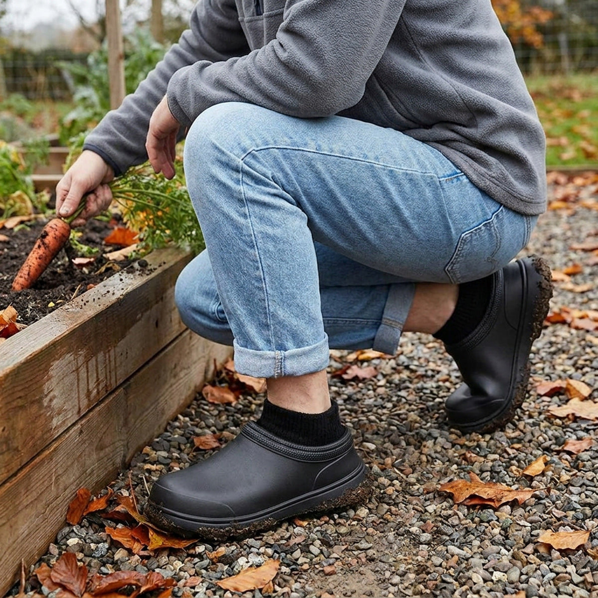 Winter Non-Slip Waterproof Shoes – Fur-Lined, Oil-Resistant Footwear for Chefs, Gardeners, & More