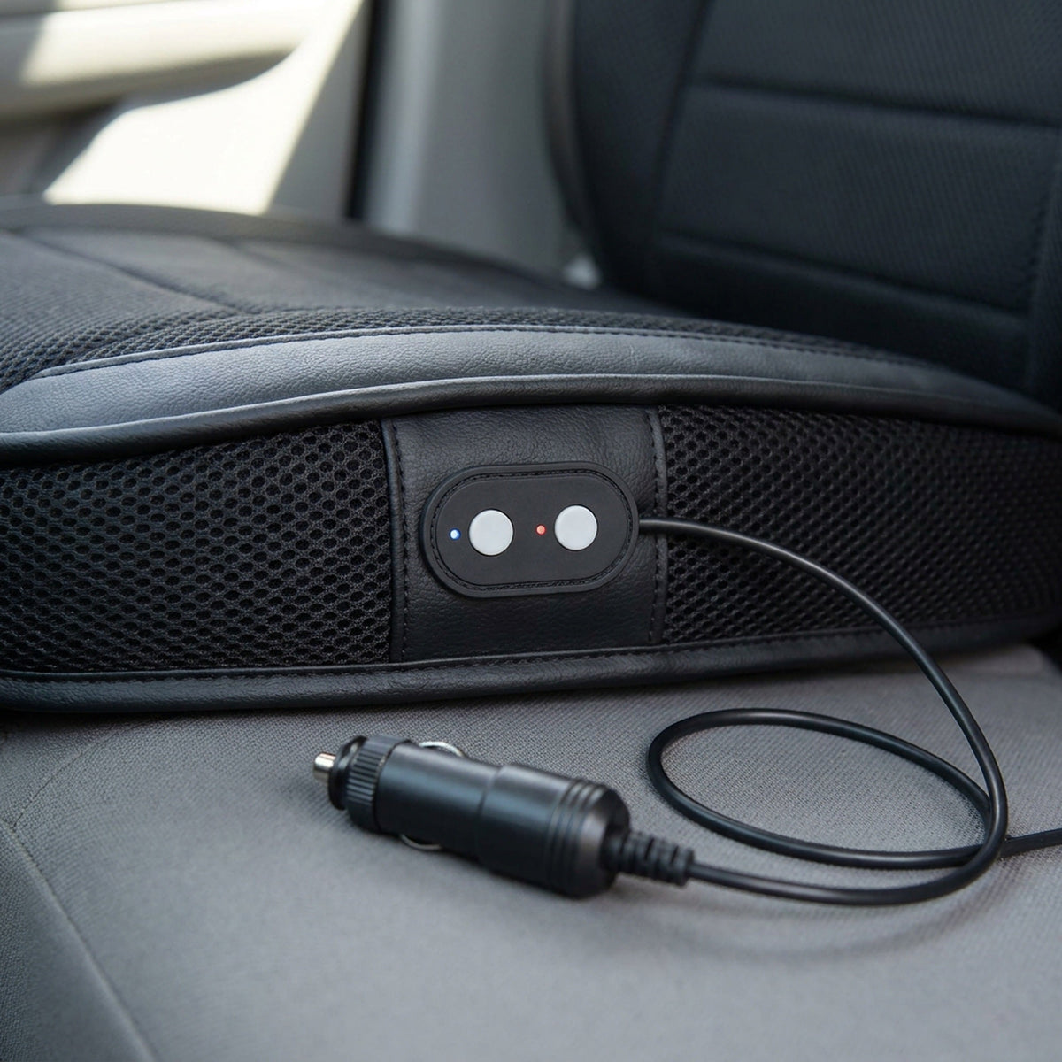 Ventilated Car Seat Cushion - 12V Fan Cooling with Lumbar Massage