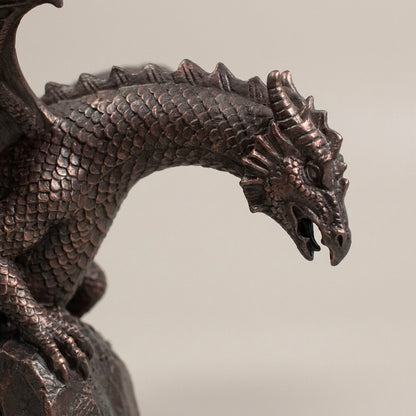 Fire-Breathing Dragon Fountain Statue – Bronze-Finish Resin Garden Sculpture