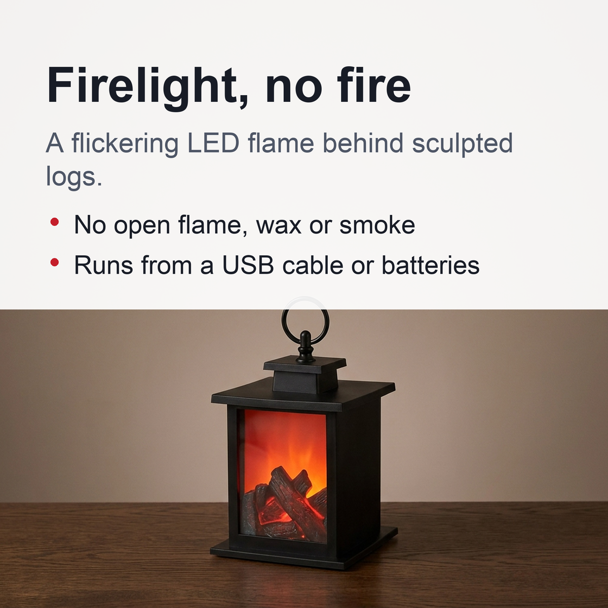 Retro Fireplace Lantern – Flickering Flame Night Light for Christmas Charm, USB/Battery-Powered Holiday Décor