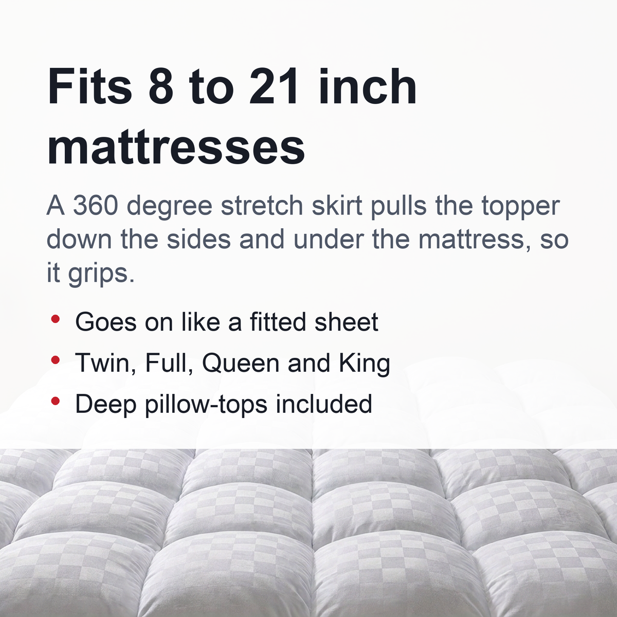 Extra Thick Quilted Mattress Topper – Luxuriously Soft Cooling Pad with Diamond Pattern, Fits 8-21" Mattresses, Perfect for Bedroom Comfort