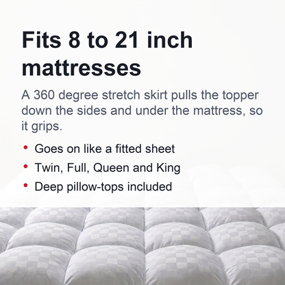 Extra Thick Quilted Mattress Topper – Luxuriously Soft Cooling Pad with Diamond Pattern, Fits 8-21" Mattresses, Perfect for Bedroom Comfort