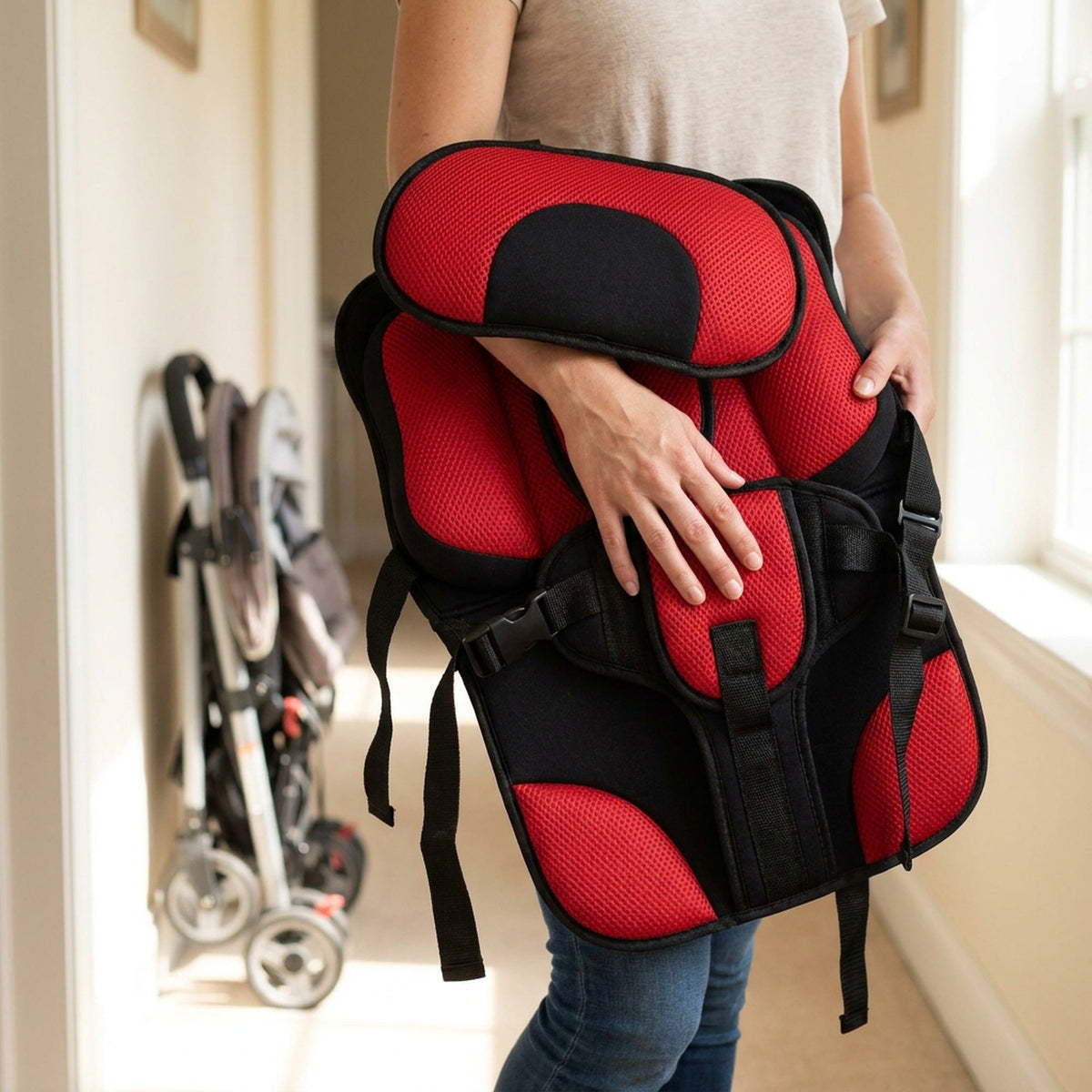 Portable Padded Seat Liner with Support Harness - for Strollers, High Chairs & Dining Chairs