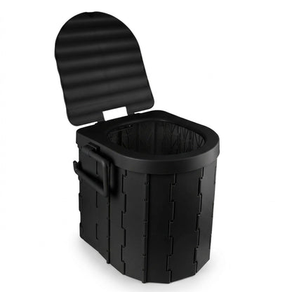 Portable Folding Camping Toilet Seat – Travel Bucket Toilet with Lid for Car Trips, Emergency Outdoor Camping Toilet for Hiking, Fishing and Road Travel