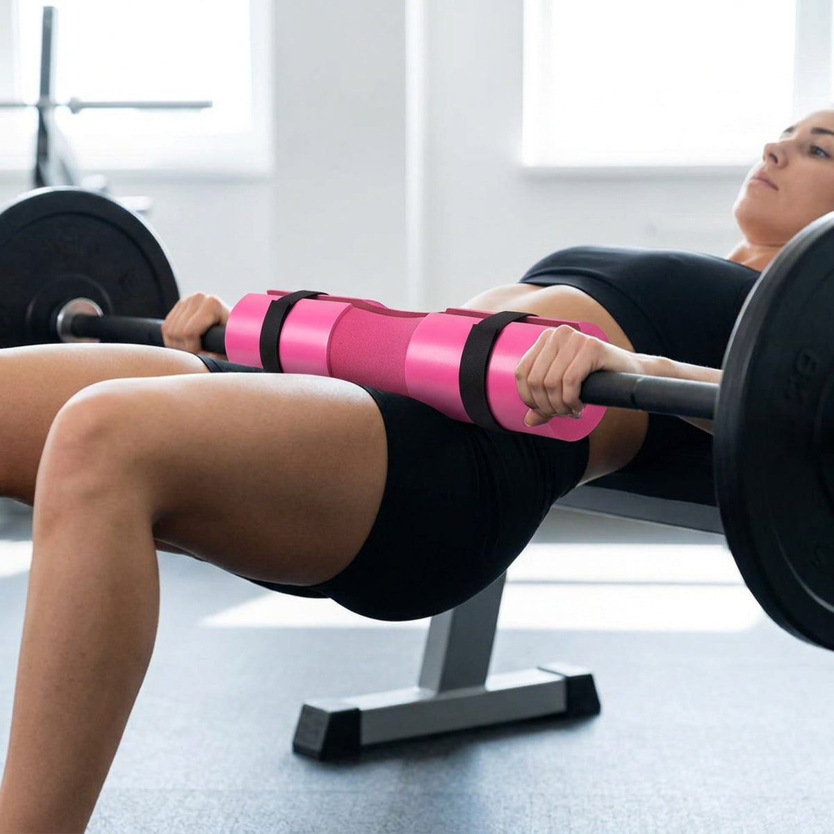 Barbell Pad for Squats and Hip Thrusts - Foam Neck and Shoulder Sleeve with Two Straps