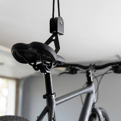 Ceiling-Mounted Bike Hoist – Heavy-Duty Pulley System for Garage Storage & Easy Lifting