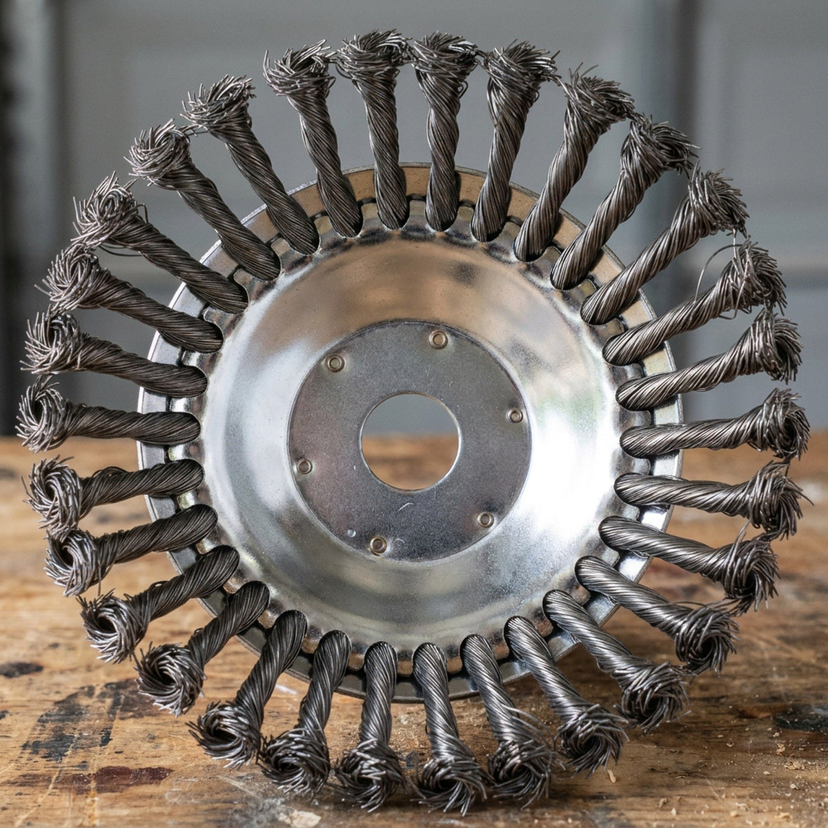 Heavy-Duty Mower Wire Weeding Wheel – Universal Lawn Mower Accessory with 6" and 8" Twisted Wire Heads for Fast, Efficient Garden Cleaning