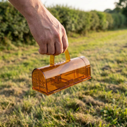 Reusable Humane Mouse Trap – Transparent Self-Locking Mousetrap for Indoor and Outdoor Rodent Control