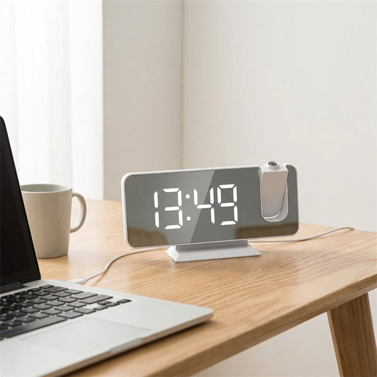 Mirror Projection Alarm Clock - FM Radio LED Digital Smart Alarm Clock with 180° Time Projection Snooze