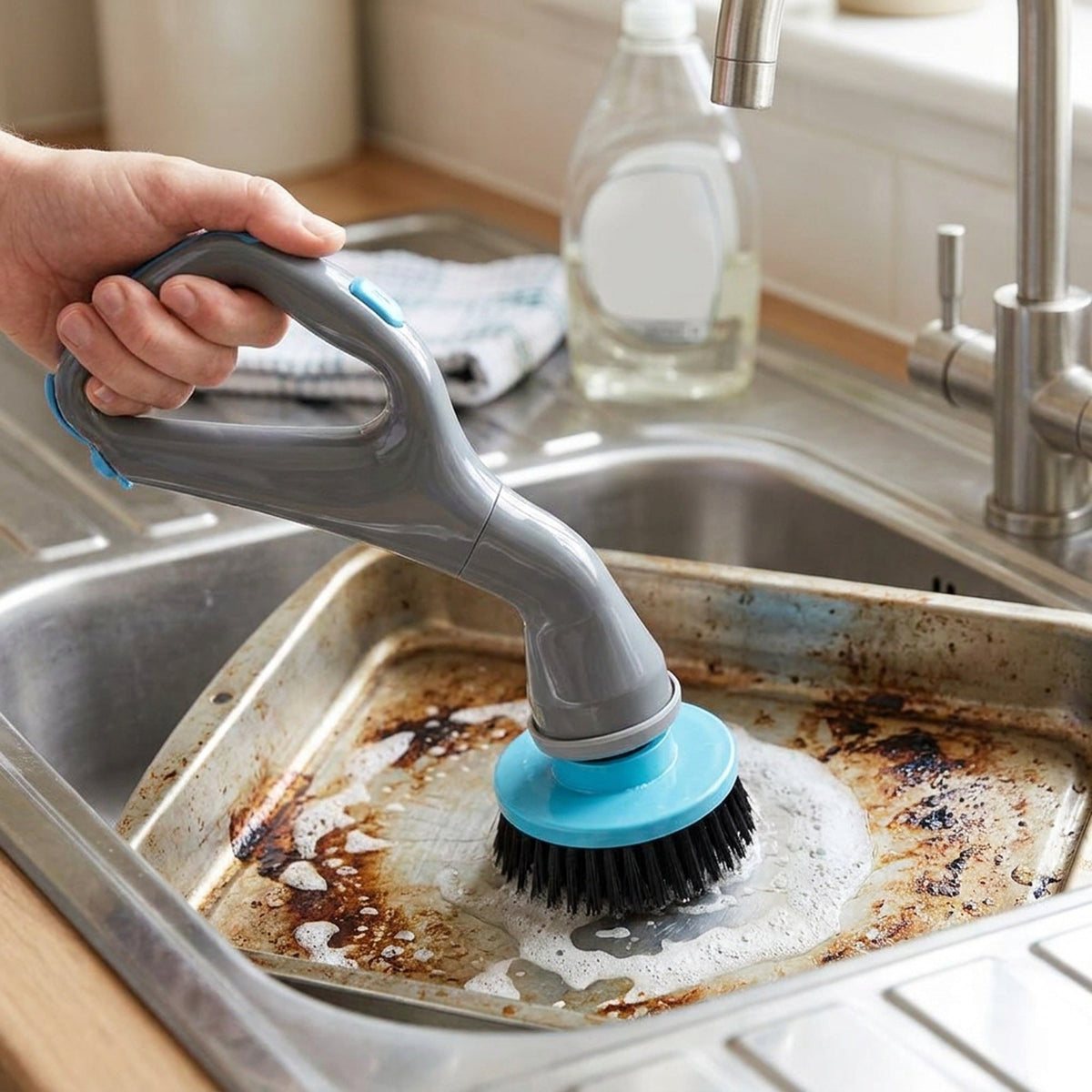 Cordless Electric Spin Scrubber — Handheld Power Cleaning Brush with Three Interchangeable Heads