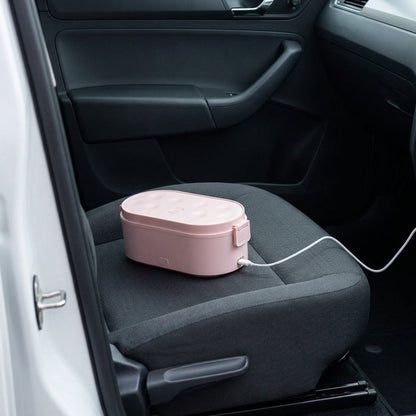 USB Heated Lunch Box – Portable Electric Food Warmer for Car & Office, 2 Stainless Steel Bowls