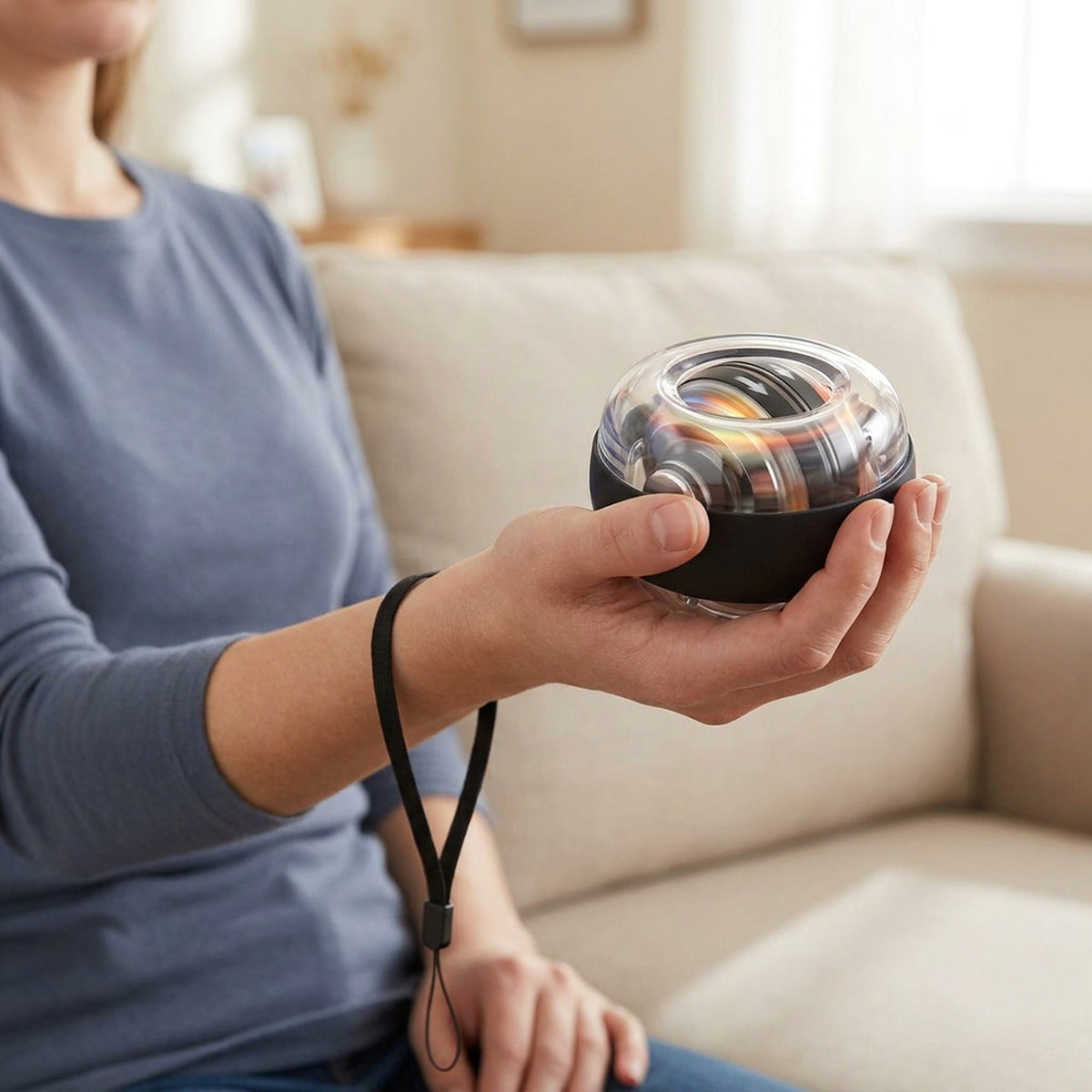 Gyroscopic Wrist Ball with LED Band - Auto-Start Forearm and Grip Trainer