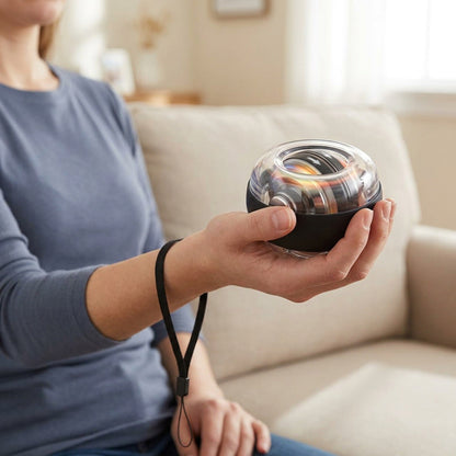 Gyroscopic Wrist Ball with LED Band - Auto-Start Forearm and Grip Trainer