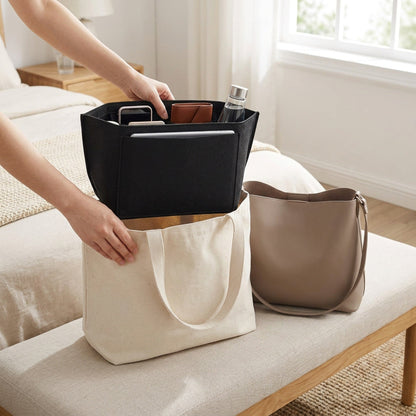 Felt Handbag Insert Organizer – Fits Longchamp Tote, Multi-Pocket Liner Bag for Travel, Makeup & Purse Storage