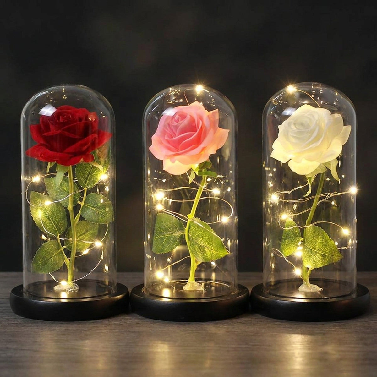 Preserved Rose in Glass Dome – LED Beauty & The Beast Flower for Romantic Gifts & Elegant Home Décor