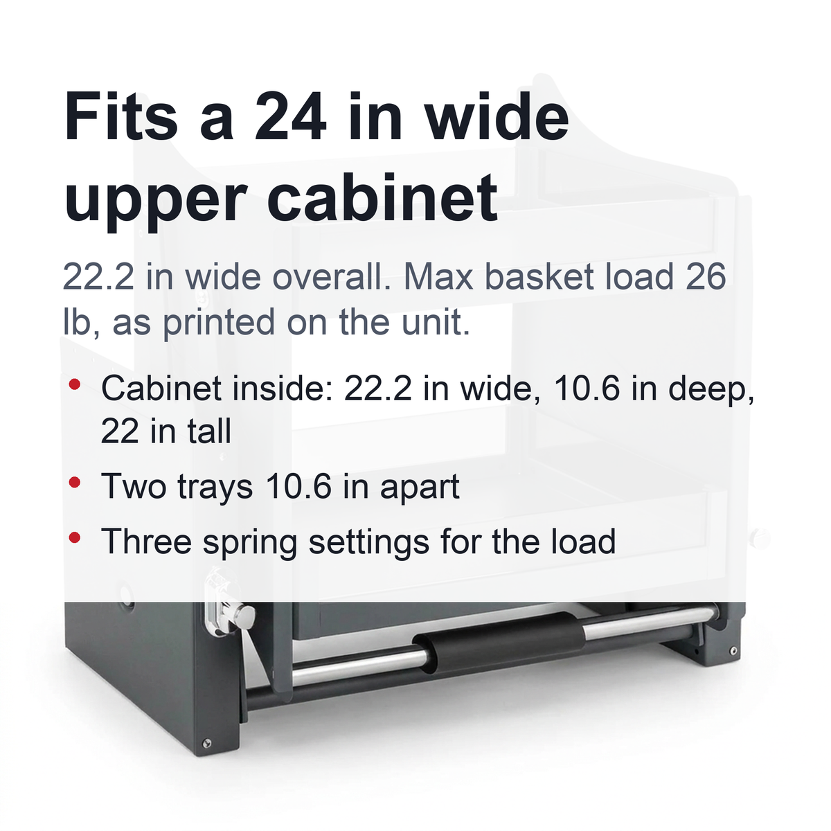 Pull-Down Cabinet Shelf – 2-Tier Lift-Down Basket for 24 in Upper Cabinets
