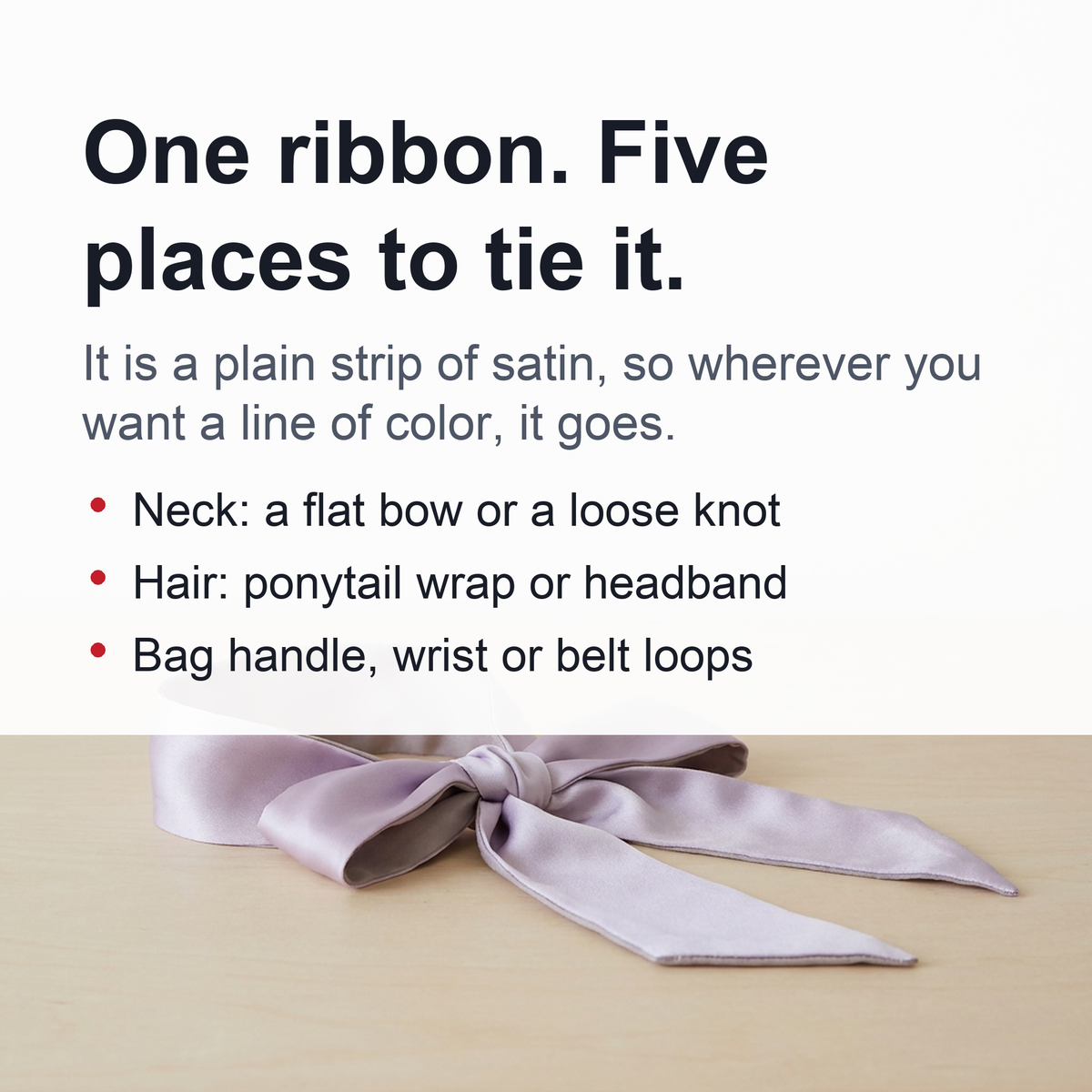 Satin Narrow Scarf - Long Skinny Neck & Hair Ribbon in 10 Colors