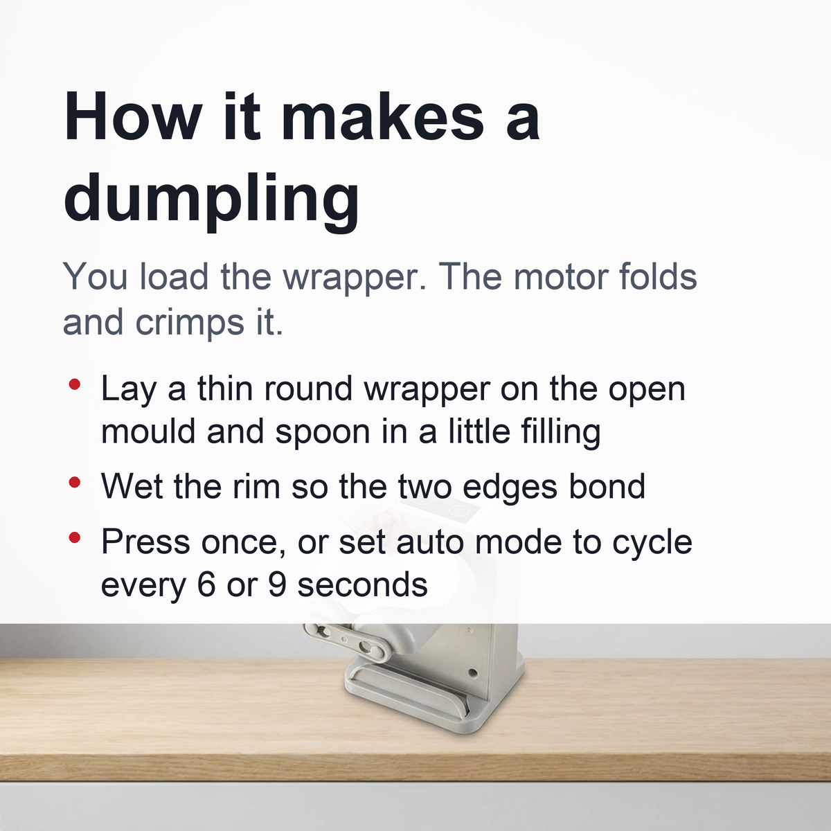 Electric Dumpling Maker – Automatic Press with 2 Auto Speeds and Manual Mode