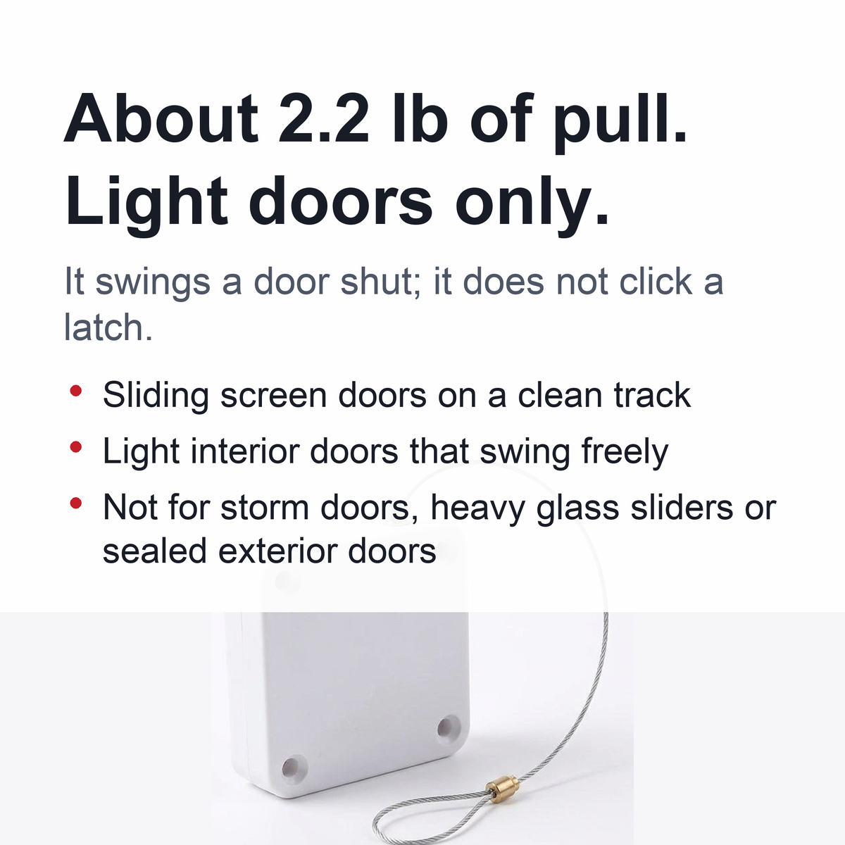 Automatic Door Closer – No-Drill Retractable Cable Closer for Sliding Screen Doors & Light Interior Doors