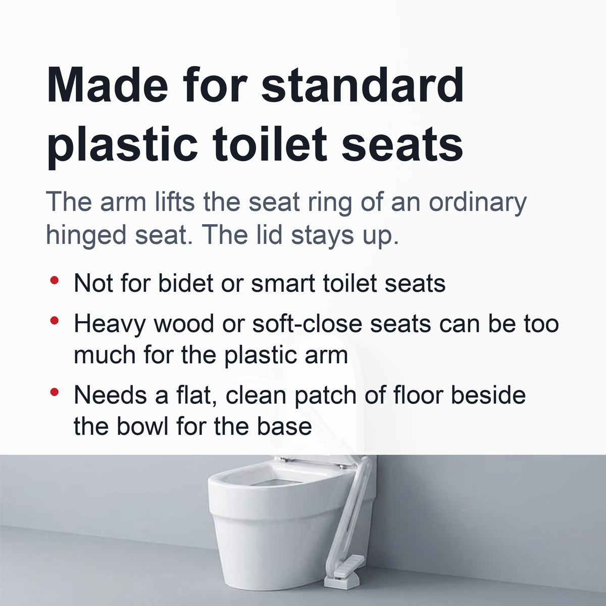 Foot Pedal Toilet Seat Lifter – Hands-Free Lifter for Standard Plastic Seats