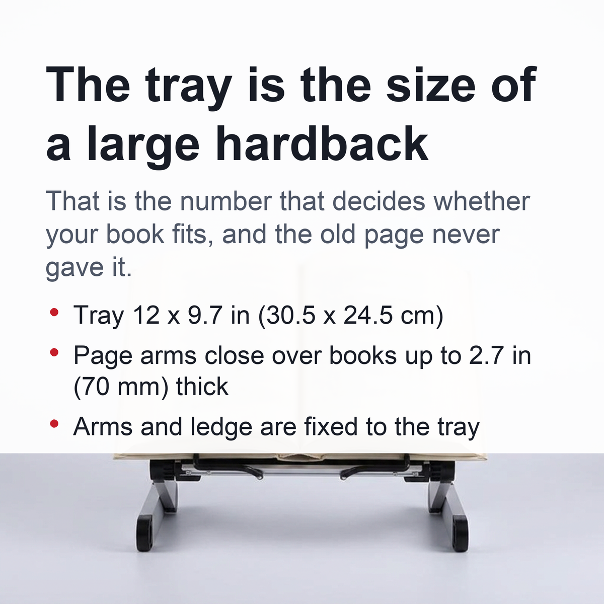 Adjustable Book Stand - Aluminum Folding Reading Holder with Page Arms for Study, Cookbooks and Tablets