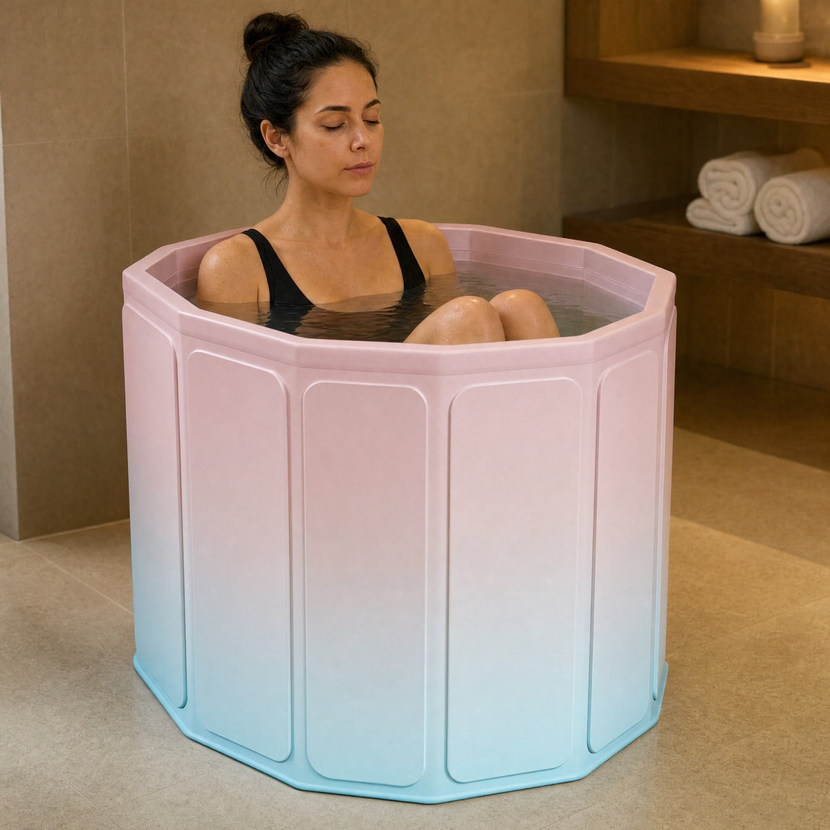 Portable Foldable Bathtub for Adults – Collapsible Soaking Tub for Small Bathrooms, No Power Needed