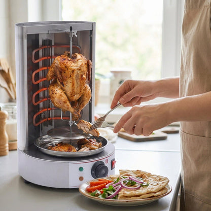 Electric Vertical Broiler - Countertop Shawarma, Gyro & Kebab Machine, Stainless Steel Rotisserie