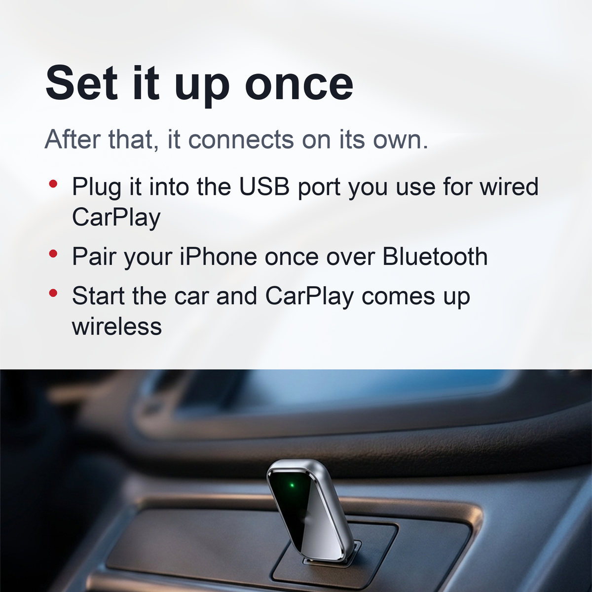 Wireless CarPlay Adapter – Mini Wired-to-Wireless Dongle for iPhone