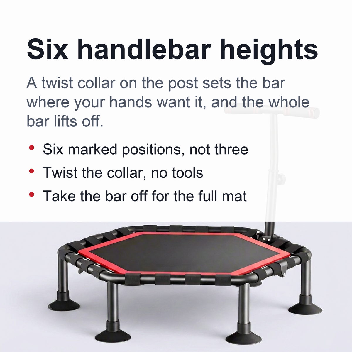 Foldable 50-Inch Hexagon Trampoline – Indoor Fitness Fun for Kids and Adults, Space-Saving Exercise Equipment for Cardio at Home