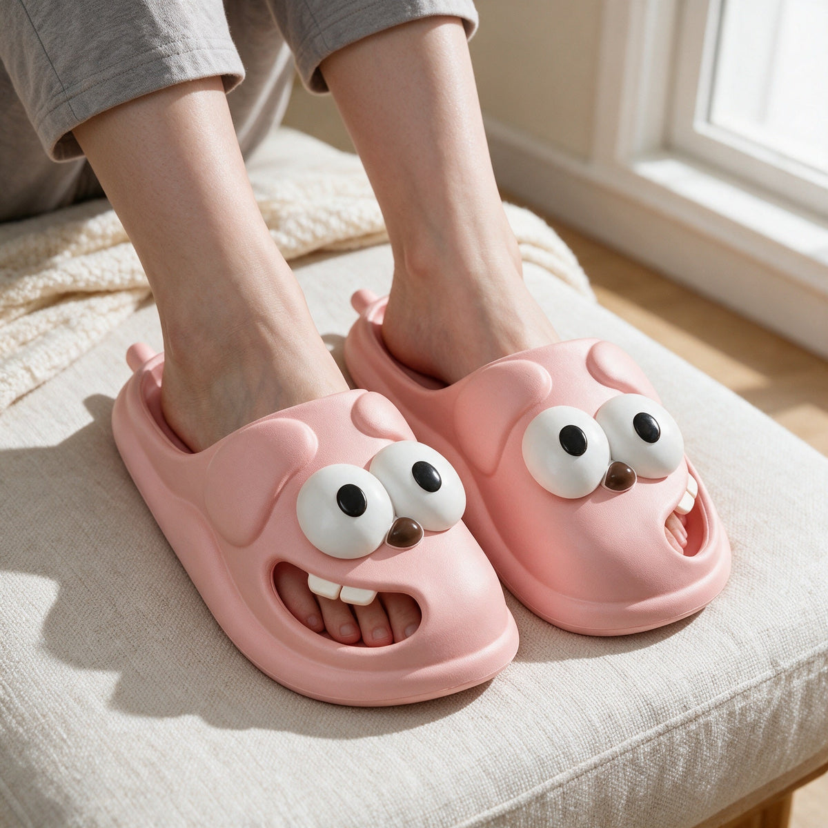 Cartoon Closed-Toe Slippers with Hole – Non-Slip Summer Slippers for Women, Perfect for Indoor Comfort and Outdoor Style