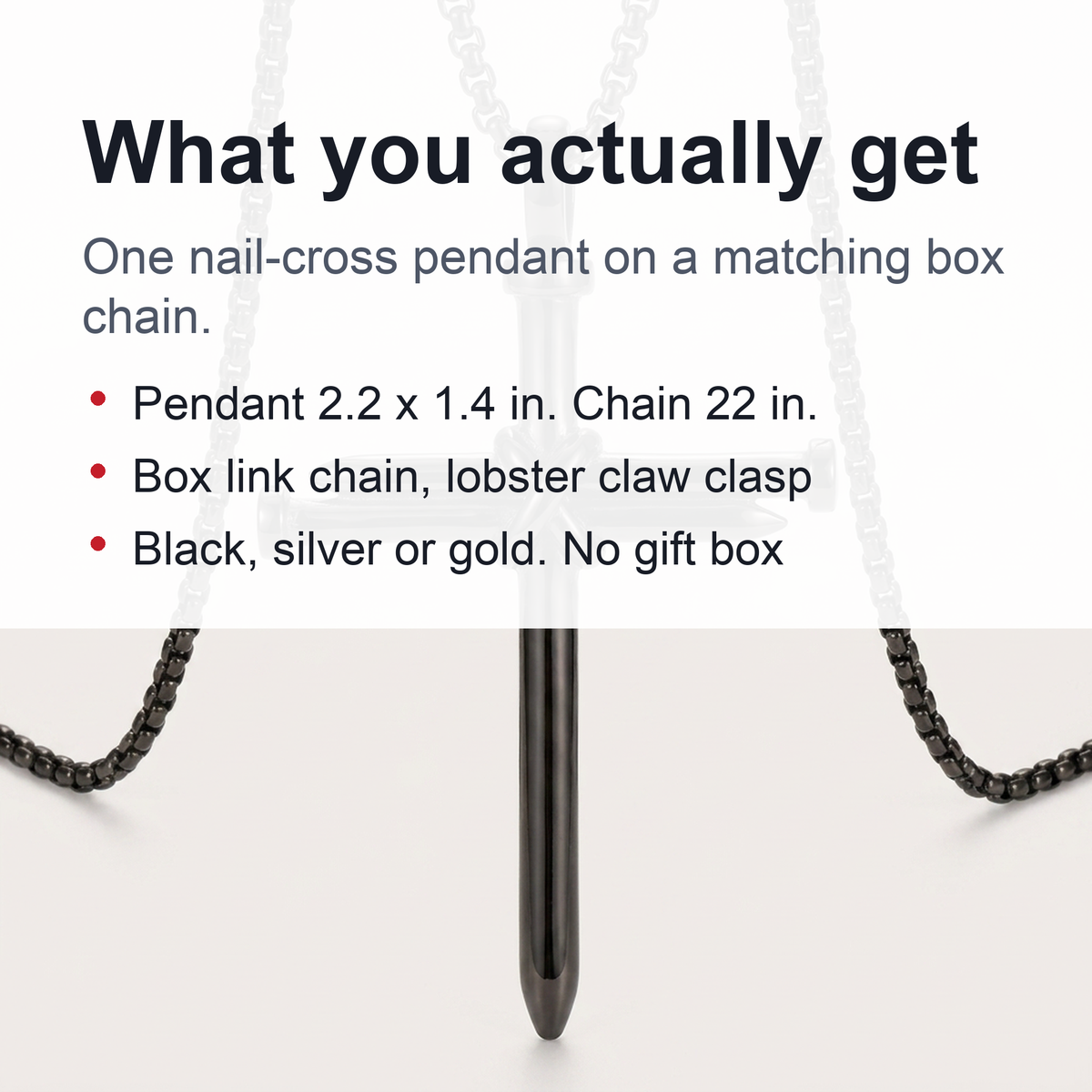 Vintage Stainless Steel Cross Nail Necklace – Christian Jesus Pendant for Men’s Punk Fashion