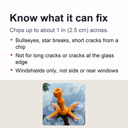 Windshield Repair Kit – Cracked Glass Repair Kit to Fix Chips, Cracks and Star-Shaped Cracks