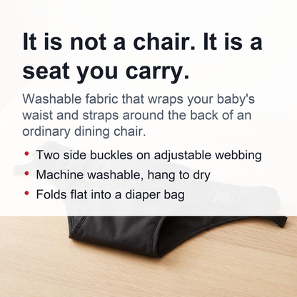 Portable Baby Dining Chair Harness – Washable Fabric Travel High Chair Seat with Safety Belt That Straps Around a Standard Dining Chair