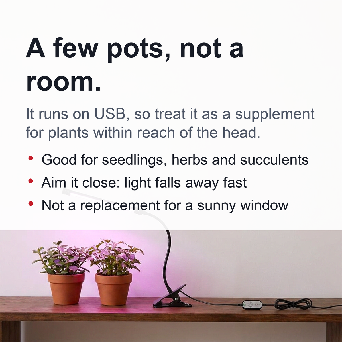 Full Spectrum LED Grow Light – USB Indoor Plant Growth Lamp with Timer and Dimmable Settings for Potted Flowers