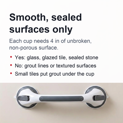 Heavy Duty Suction Shower Grab Bars – 2pcs No-Drill Waterproof Handles for Bathtubs & Showers, Safe Support for Seniors and the Elderly