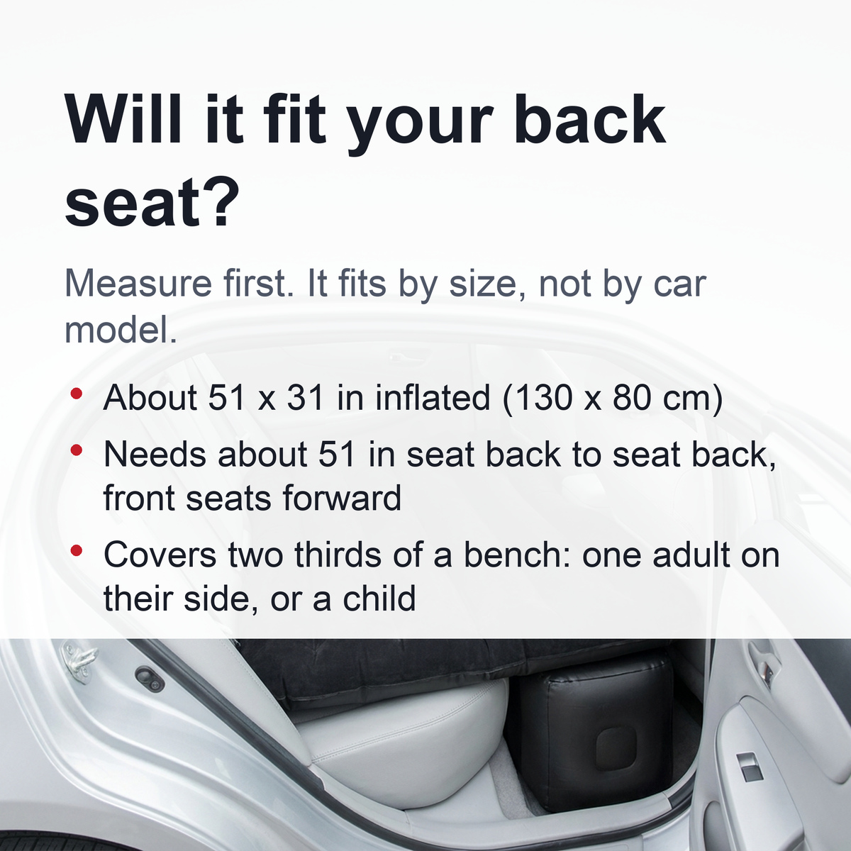 Inflatable Car Mattress – Back Seat Air Bed, Pump Not Included