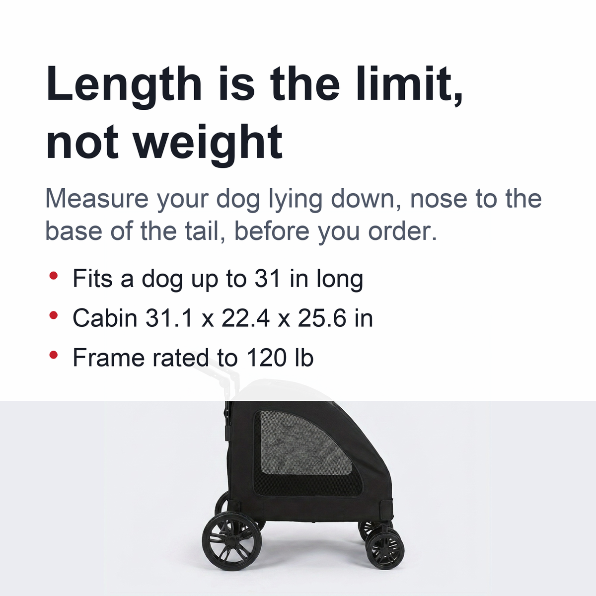 Spacious Heavy-Duty Pet Stroller – 120lb Capacity Dog & Cat Travel Stroller with 360° Wheels, Mesh Panels & One-Step Folding Design for Outdoor Adventures