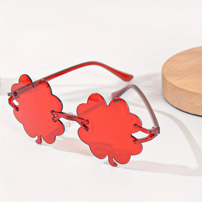 St. Patrick’s Day Clover Fashion Glasses – Red & Green Frame Festive Eyewear Perfect for Irish Parties, Fun Photos & Costumes