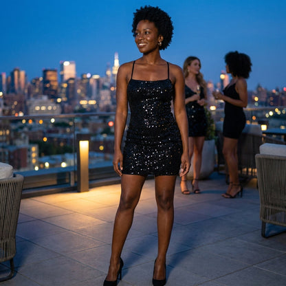 Sequin Backless Mini Dress – Sexy Bodycon Birthday & Club Party Dress for Women’s Night Out