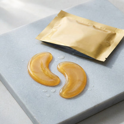 Gold Under-Eye Gel Patches — Cooling Hydrogel Eye Masks in Single-Use Foil Sachets, 20–30 Minute Wear