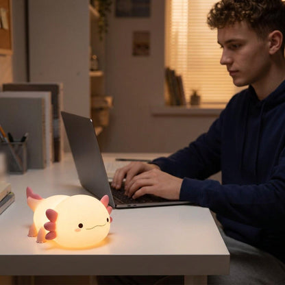 Cute Axolotl Night Lamp – Soft Silicone Touch Lamp, USB Rechargeable for Kids' Nursery