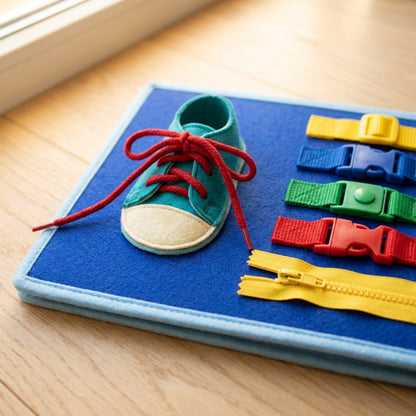 Montessori Felt Busy Book - Educational Sensory Activity Board for Kids Travel Learning and Quiet Play Entertainment
