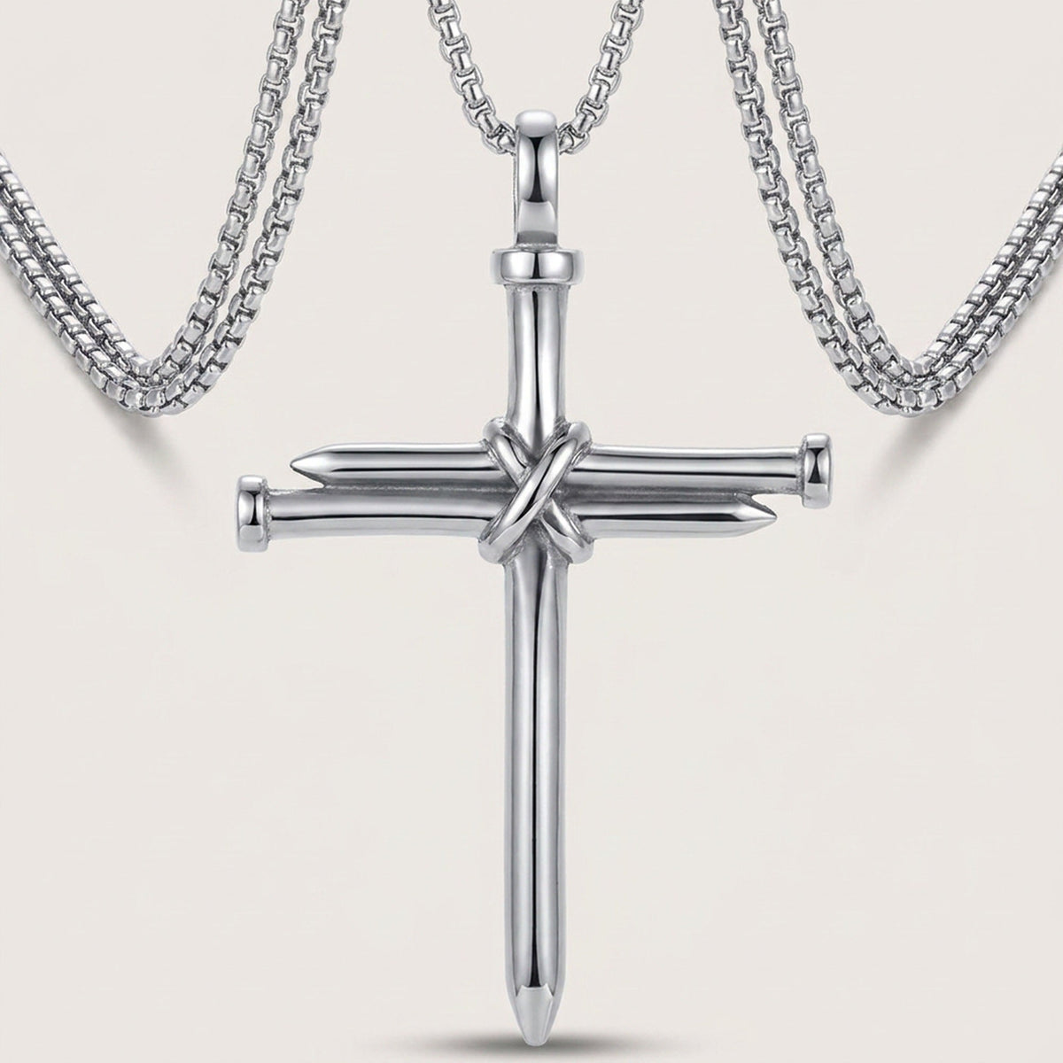Vintage Stainless Steel Cross Nail Necklace – Christian Jesus Pendant for Men’s Punk Fashion