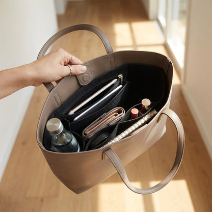 Felt Handbag Insert Organizer – Fits Longchamp Tote, Multi-Pocket Liner Bag for Travel, Makeup & Purse Storage
