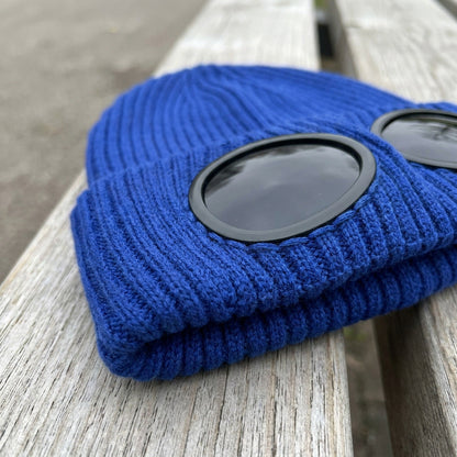 Warm Knitted Beanie With Goggle and Ear Protection – Insulated, Curled Edge, Perfect for Skiing and Winter Outdoor Adventures