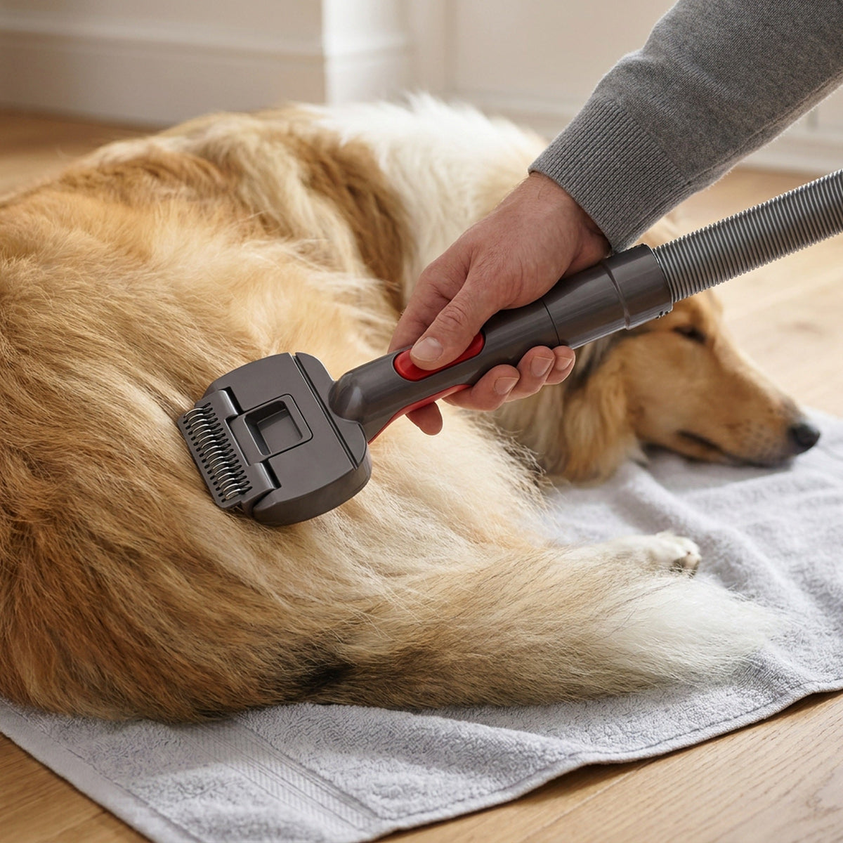 Dog Vacuum Brush Kit – Slicker & Dematting Comb Heads Compatible with Dyson V7 V8 V10 V11 V15, with Trigger Lock and 59 in Extension Hose